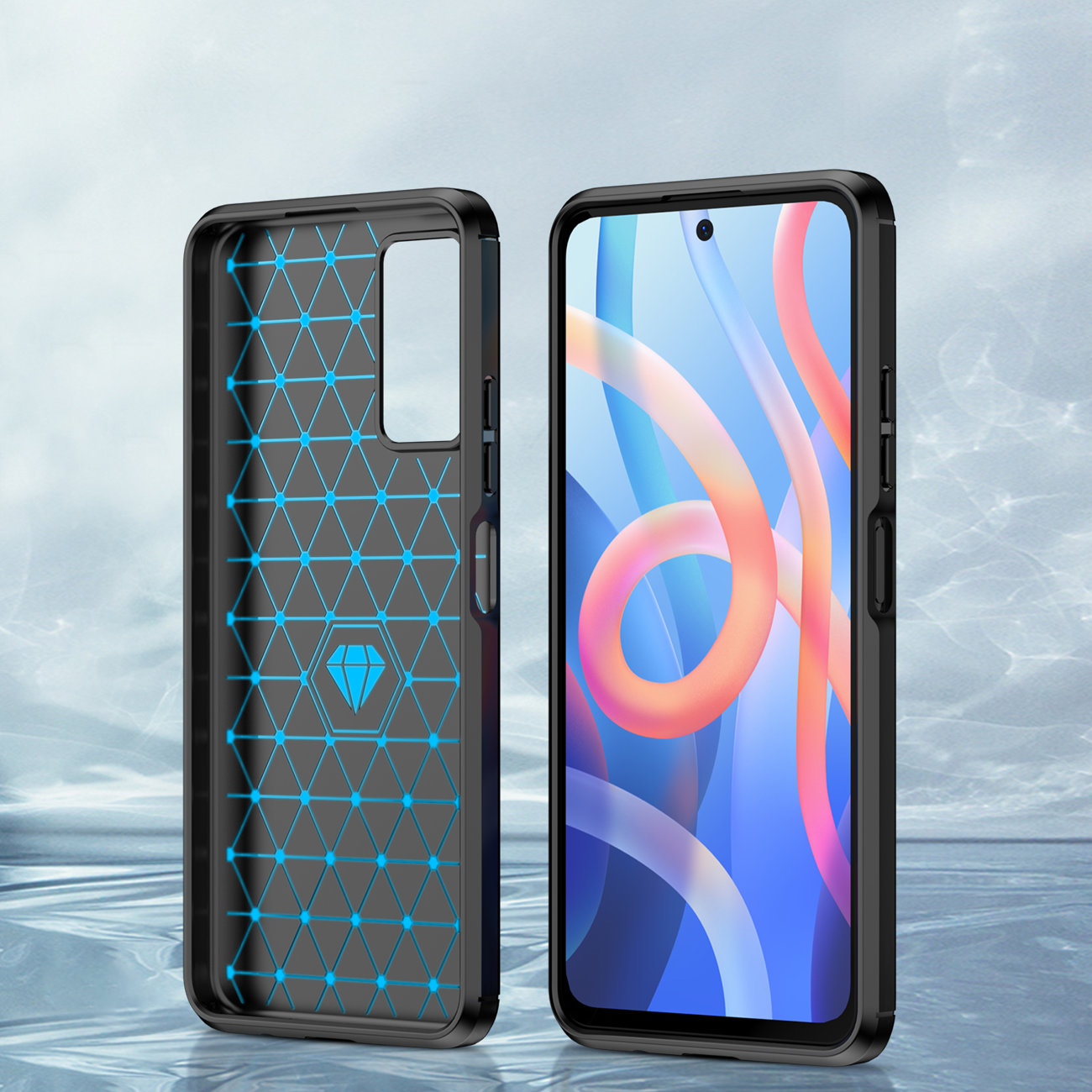 Pokrowiec Carbon Case czarny Xiaomi Redmi Note 11 / 4