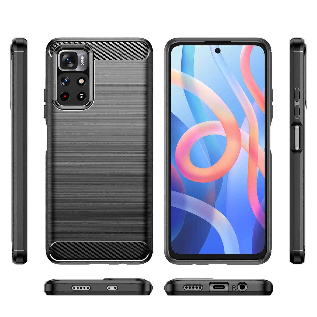Pokrowiec Carbon Case czarny Xiaomi Redmi Note 11 / 8
