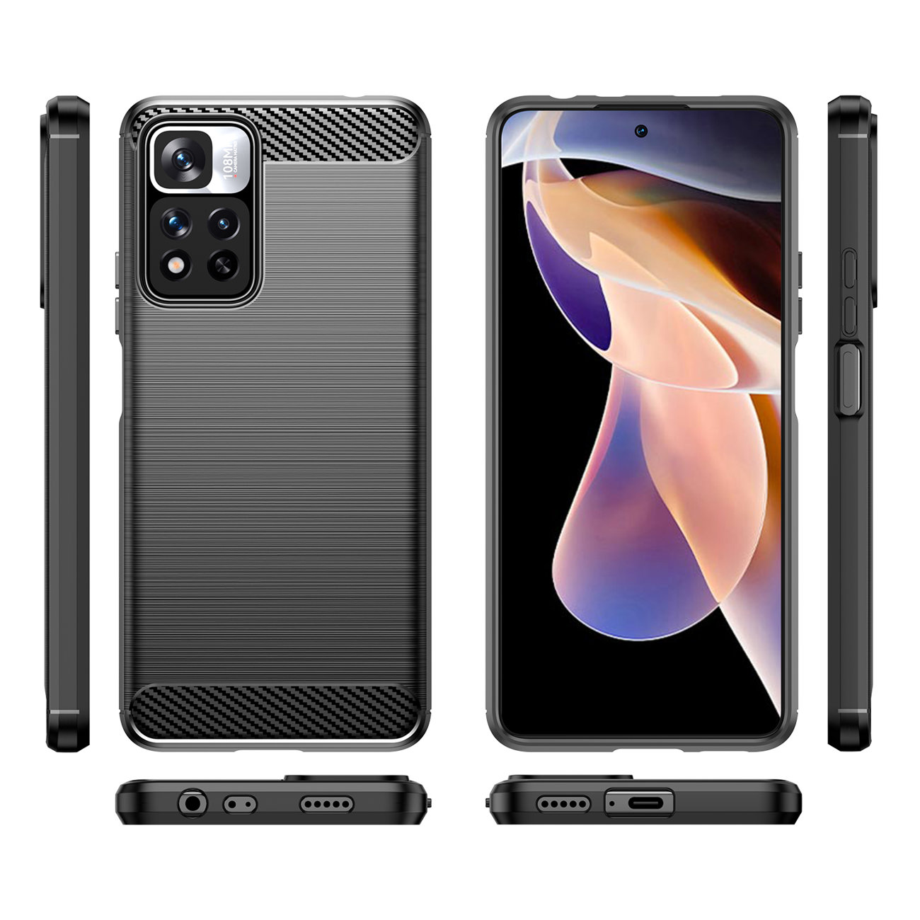 Pokrowiec Carbon Case czarny Xiaomi Redmi Note 11 Pro+ 5G / 8