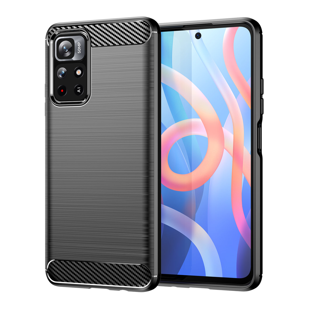 Pokrowiec Carbon Case czarny Xiaomi Redmi Note 11T 5G