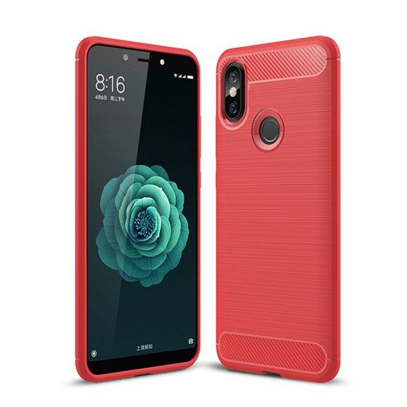 Pokrowiec Carbon Case czerwony Xiaomi Mi A2