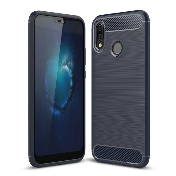 Pokrowiec Carbon Case niebieski Huawei P20 Lite