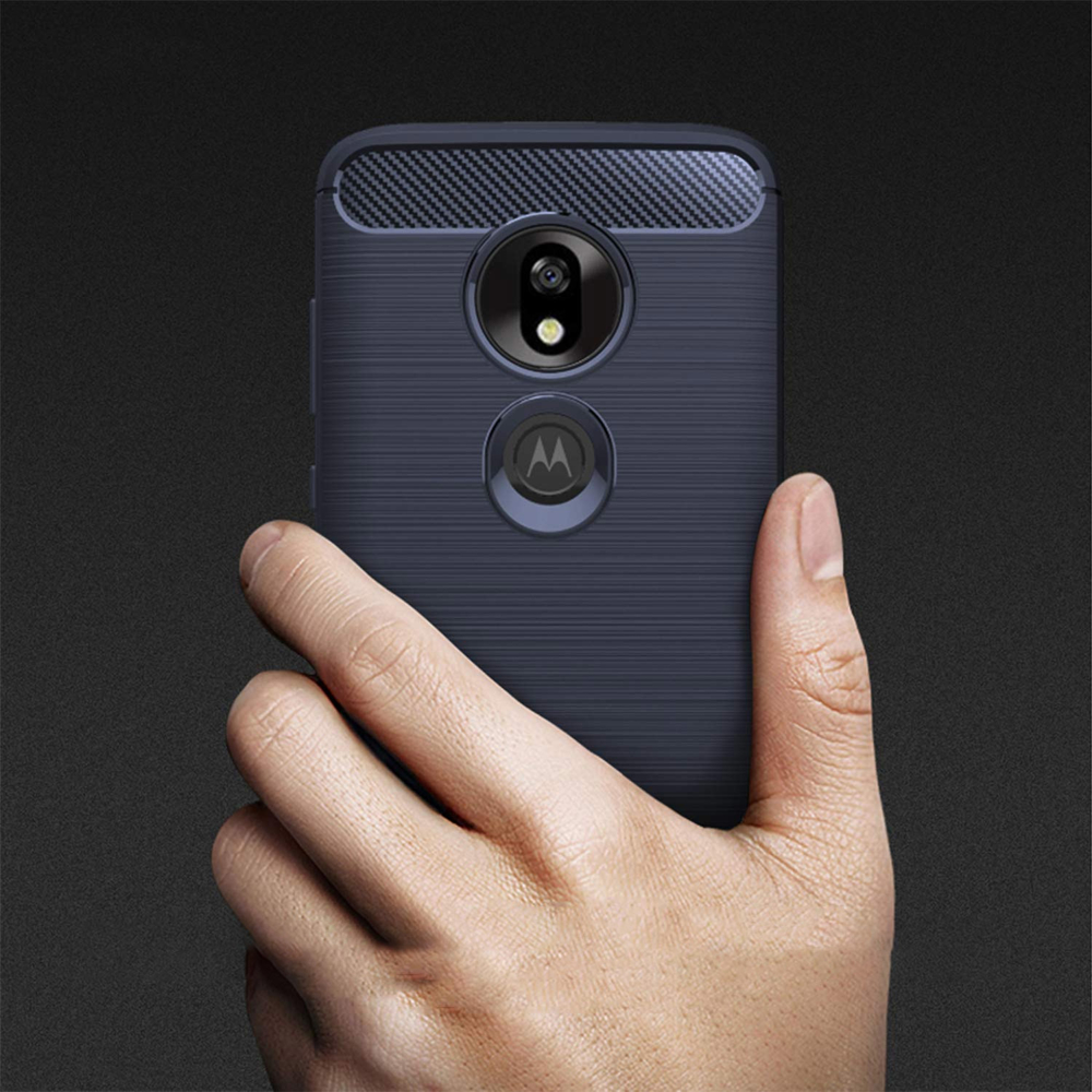 Pokrowiec Carbon Case niebieski Motorola Moto G7 Play / 4