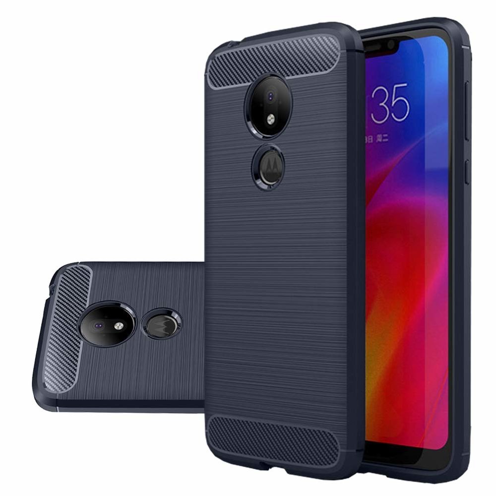 Pokrowiec Carbon Case niebieski Motorola Moto G7 Power