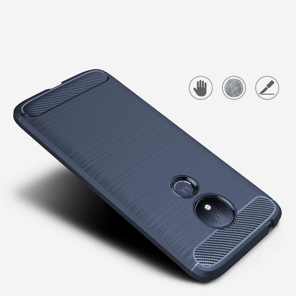 Pokrowiec Carbon Case niebieski Motorola Moto G7 Power / 2