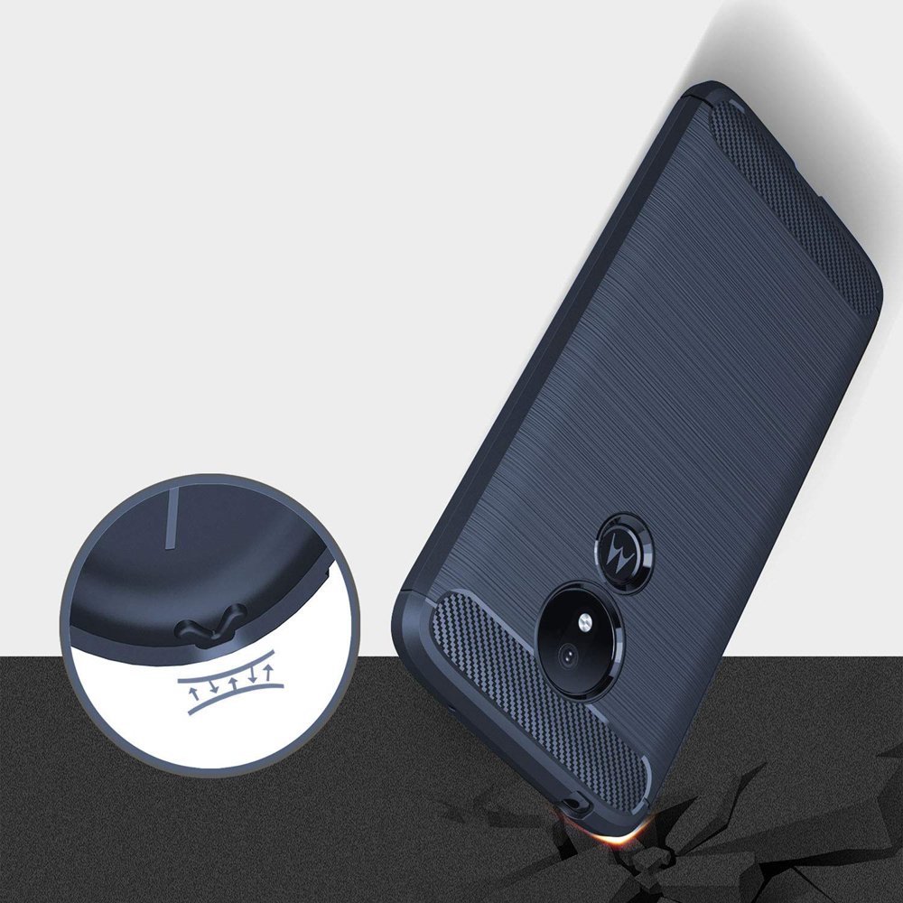 Pokrowiec Carbon Case niebieski Motorola Moto G7 Power / 3