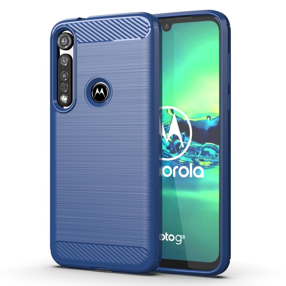 Pokrowiec Carbon Case niebieski Motorola Moto G8 Plus
