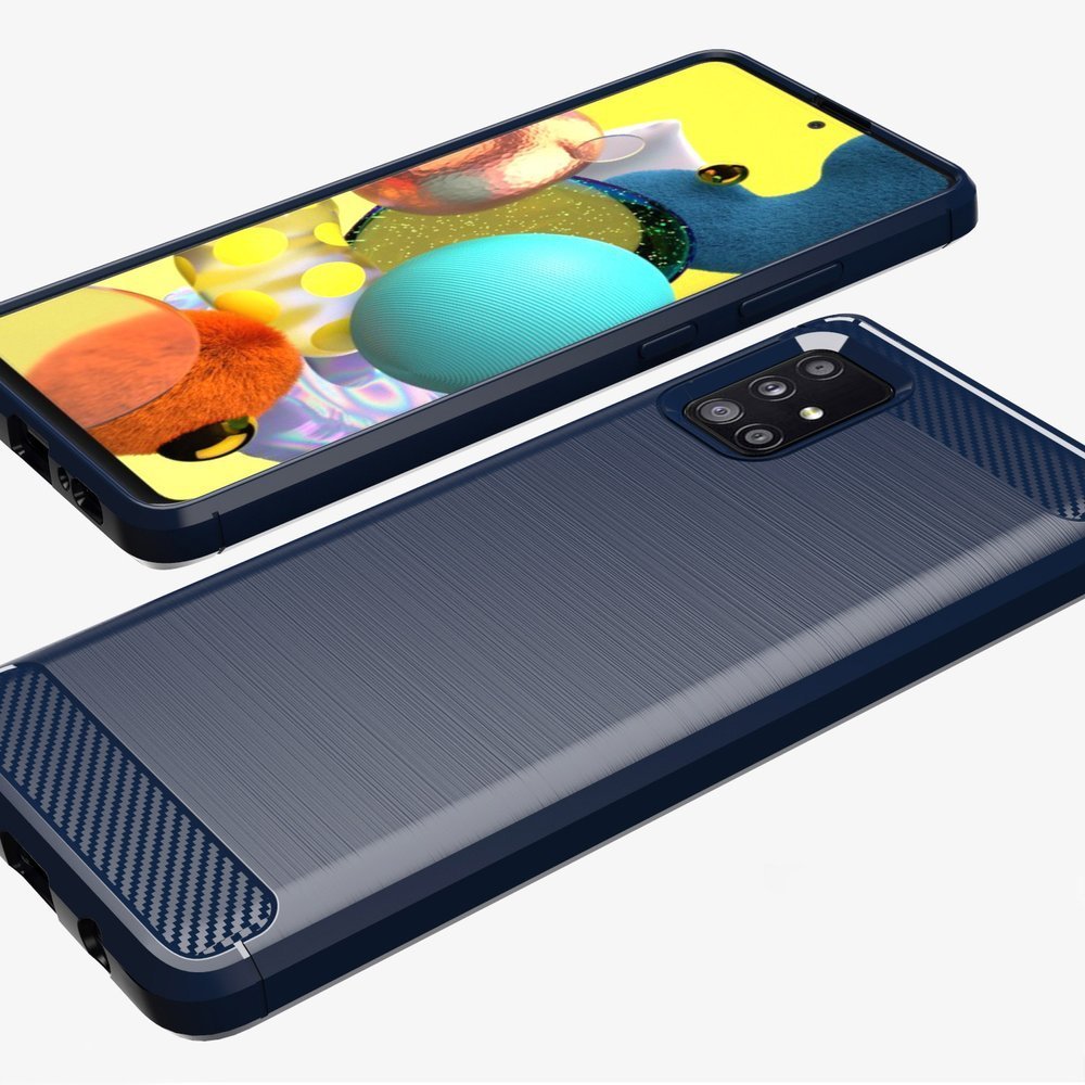 Pokrowiec Carbon Case niebieski Samsung A51 5G / 4