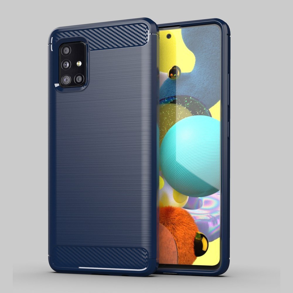 Pokrowiec Carbon Case niebieski Samsung A71 5G / 12