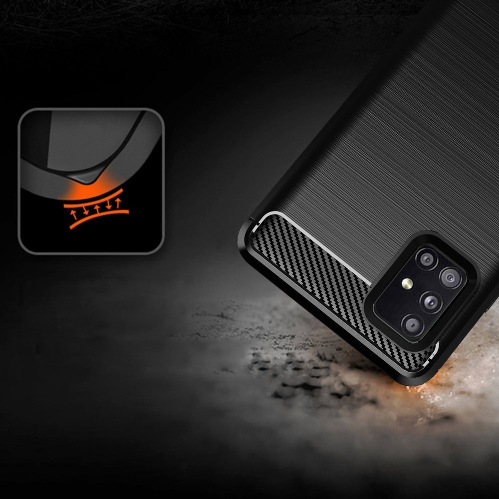 Pokrowiec Carbon Case niebieski Samsung A71 5G / 9