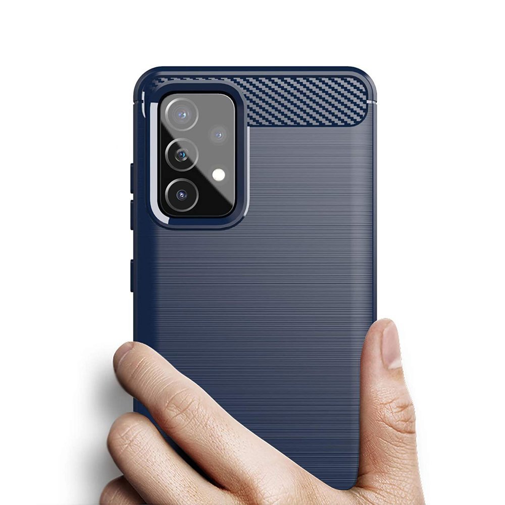 Pokrowiec Carbon Case niebieski Samsung A72 4G / 4