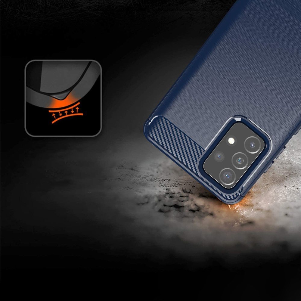 Pokrowiec Carbon Case niebieski Samsung A72 4G / 5