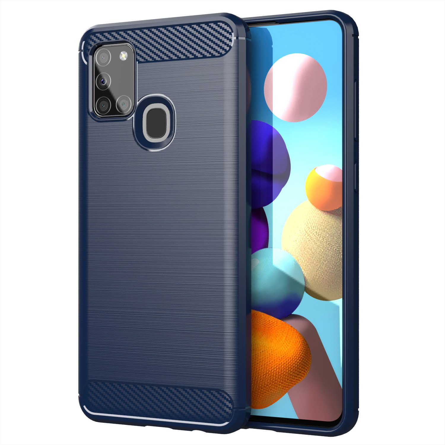 Pokrowiec Carbon Case niebieski Samsung Galaxy A21s