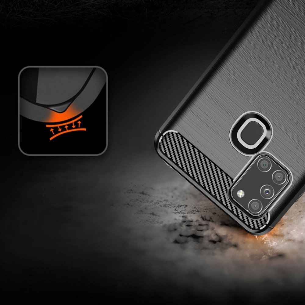 Pokrowiec Carbon Case niebieski Samsung Galaxy A21s / 10 Pokrowiec Carbon Case niebieski Samsung Galaxy A21s / 10