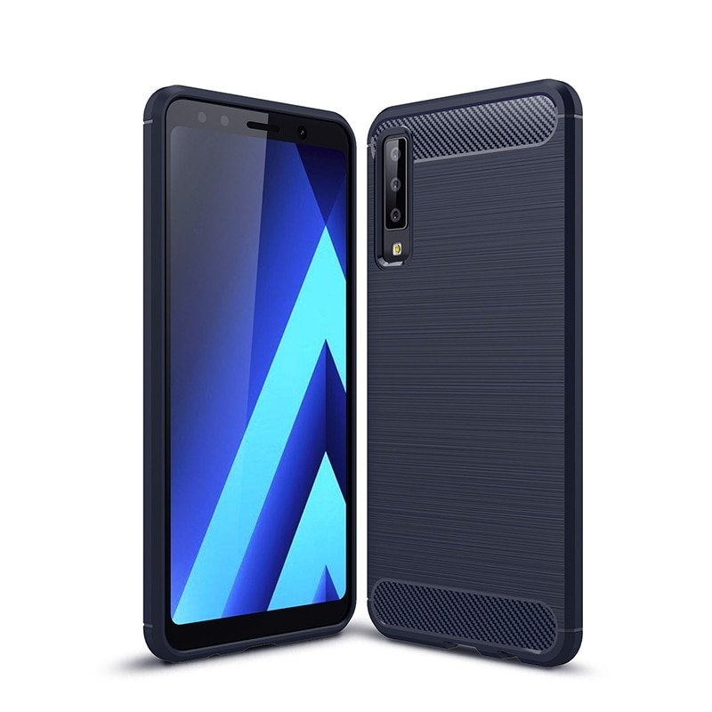 Pokrowiec Carbon Case niebieski Samsung Galaxy A7 (2018)