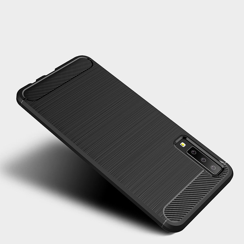 Pokrowiec Carbon Case niebieski Samsung Galaxy A7 (2018) / 3