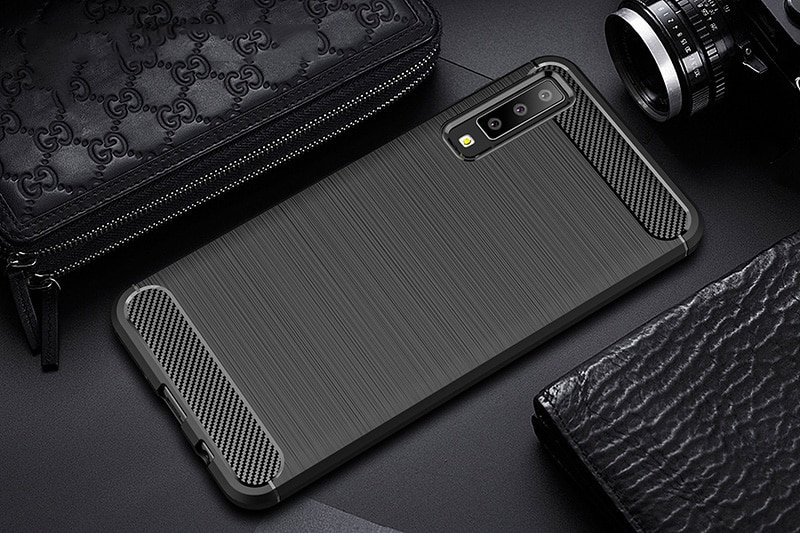 Pokrowiec Carbon Case niebieski Samsung Galaxy A7 (2018) / 7