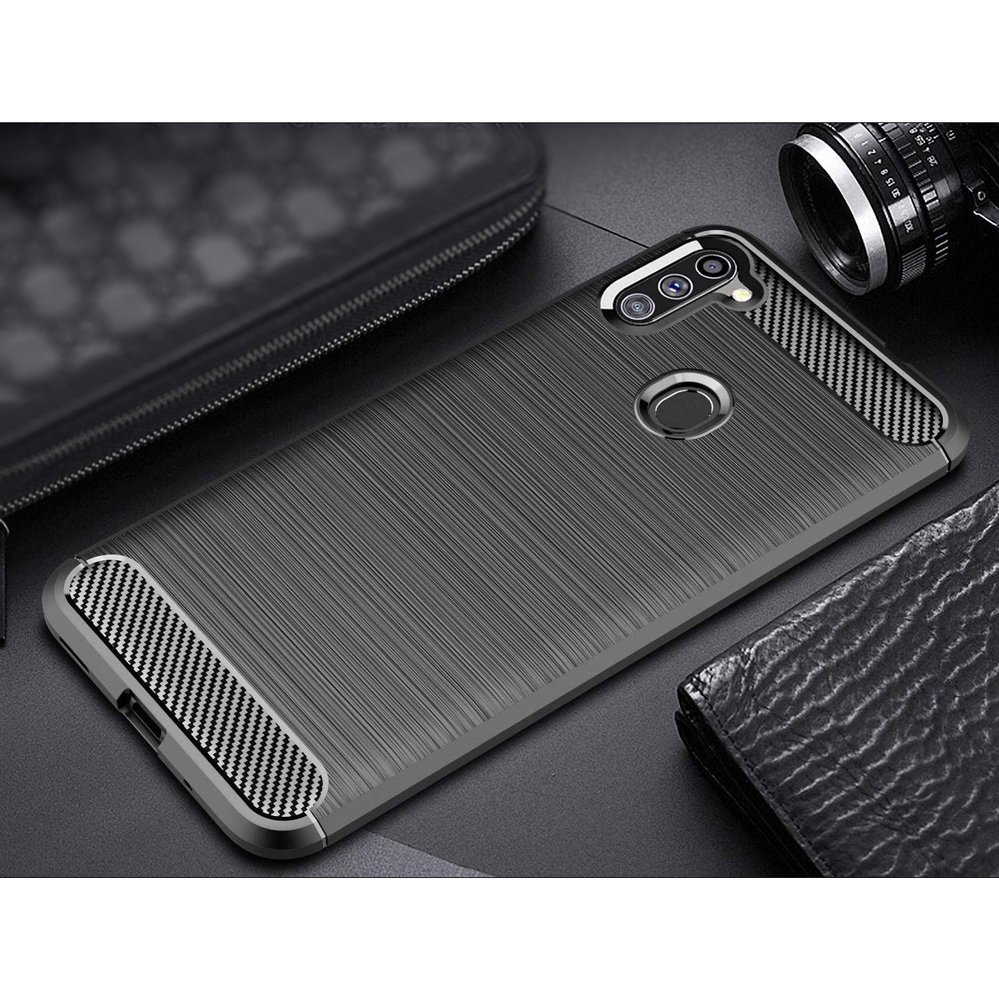 Pokrowiec Carbon Case niebieski Samsung Galaxy M11 / 6