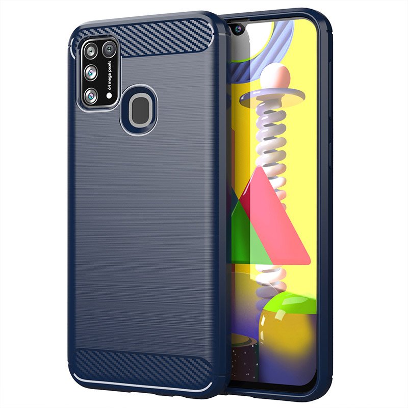 Pokrowiec Carbon Case niebieski Samsung Galaxy M21