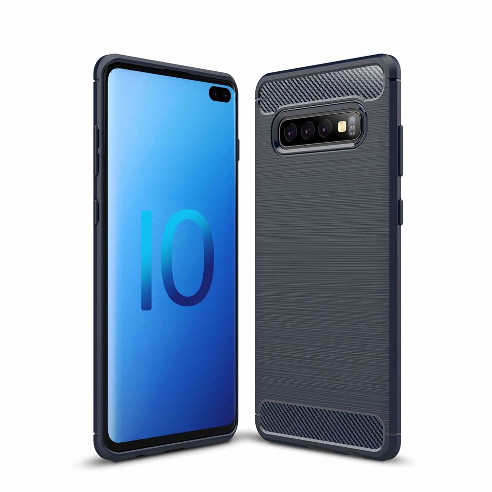 Pokrowiec Carbon Case niebieski Samsung Galaxy S10 Plus