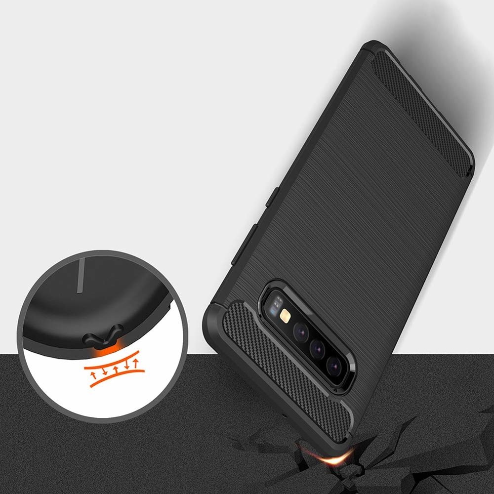 Pokrowiec Carbon Case niebieski Samsung Galaxy S10 Plus / 10