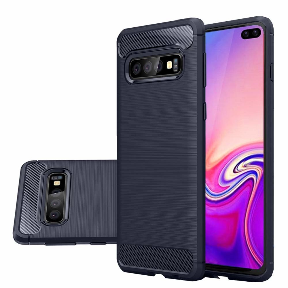 Pokrowiec Carbon Case niebieski Samsung Galaxy S10 Plus / 2