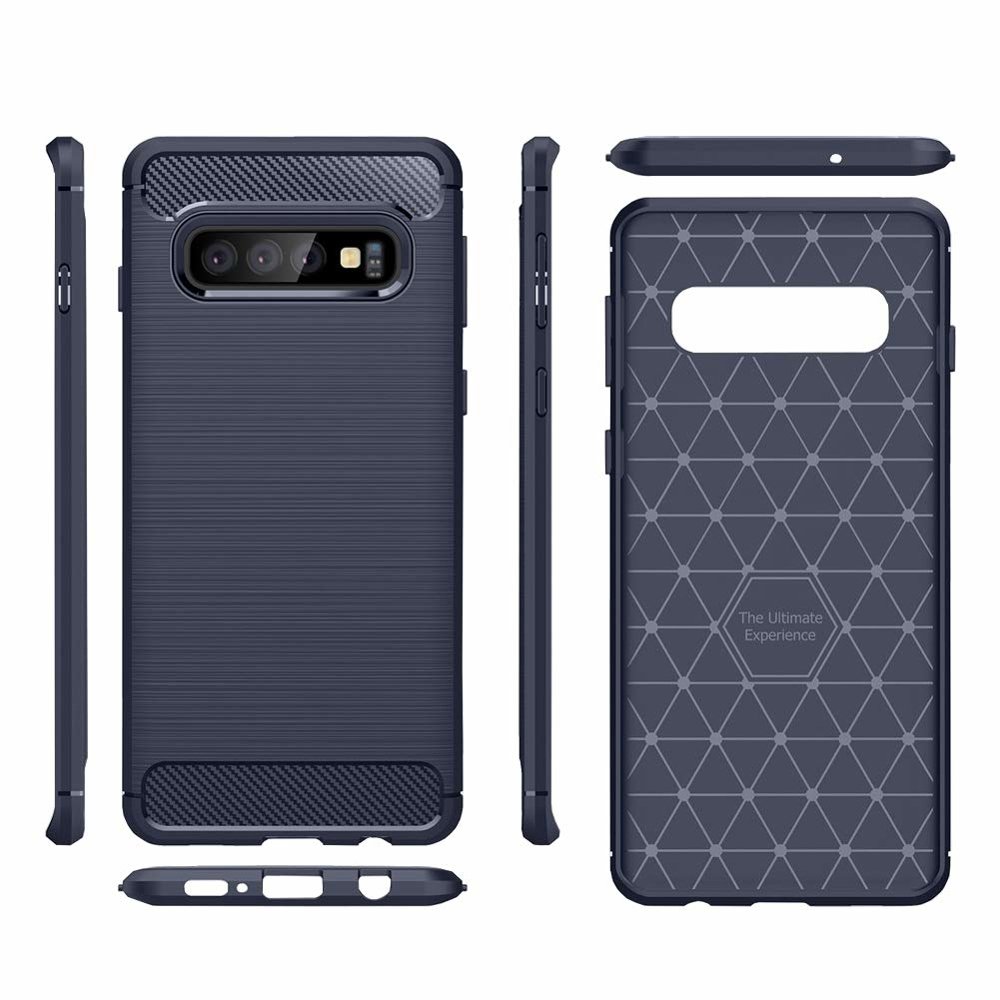 Pokrowiec Carbon Case niebieski Samsung Galaxy S10 Plus / 3