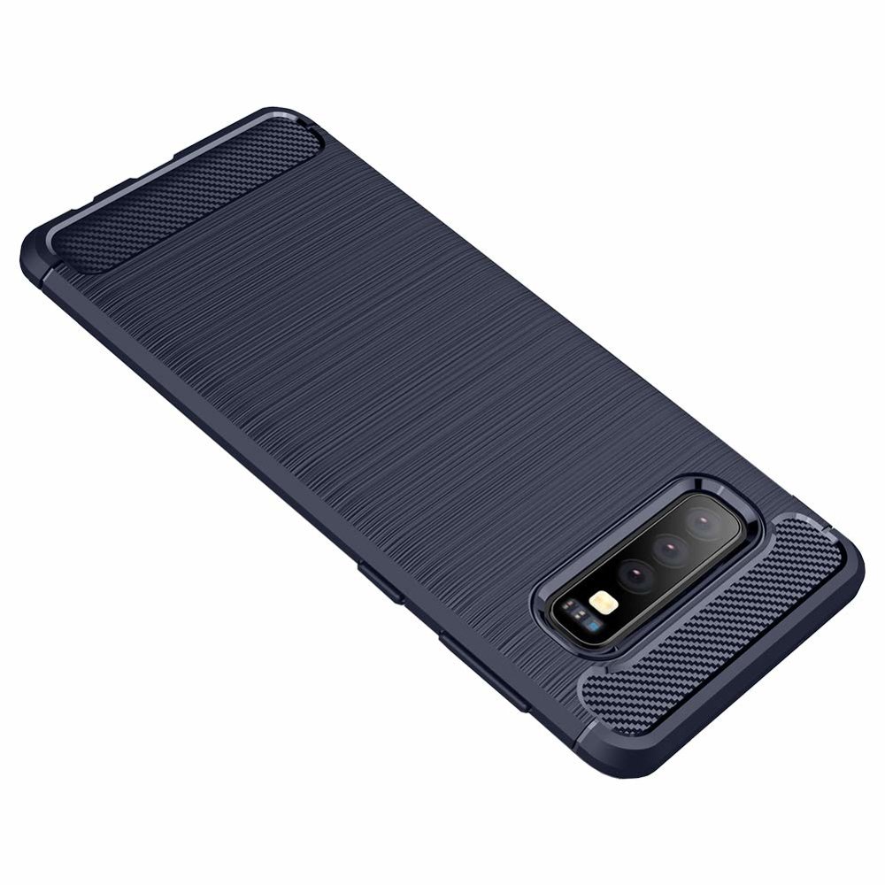 Pokrowiec Carbon Case niebieski Samsung Galaxy S10 Plus / 4