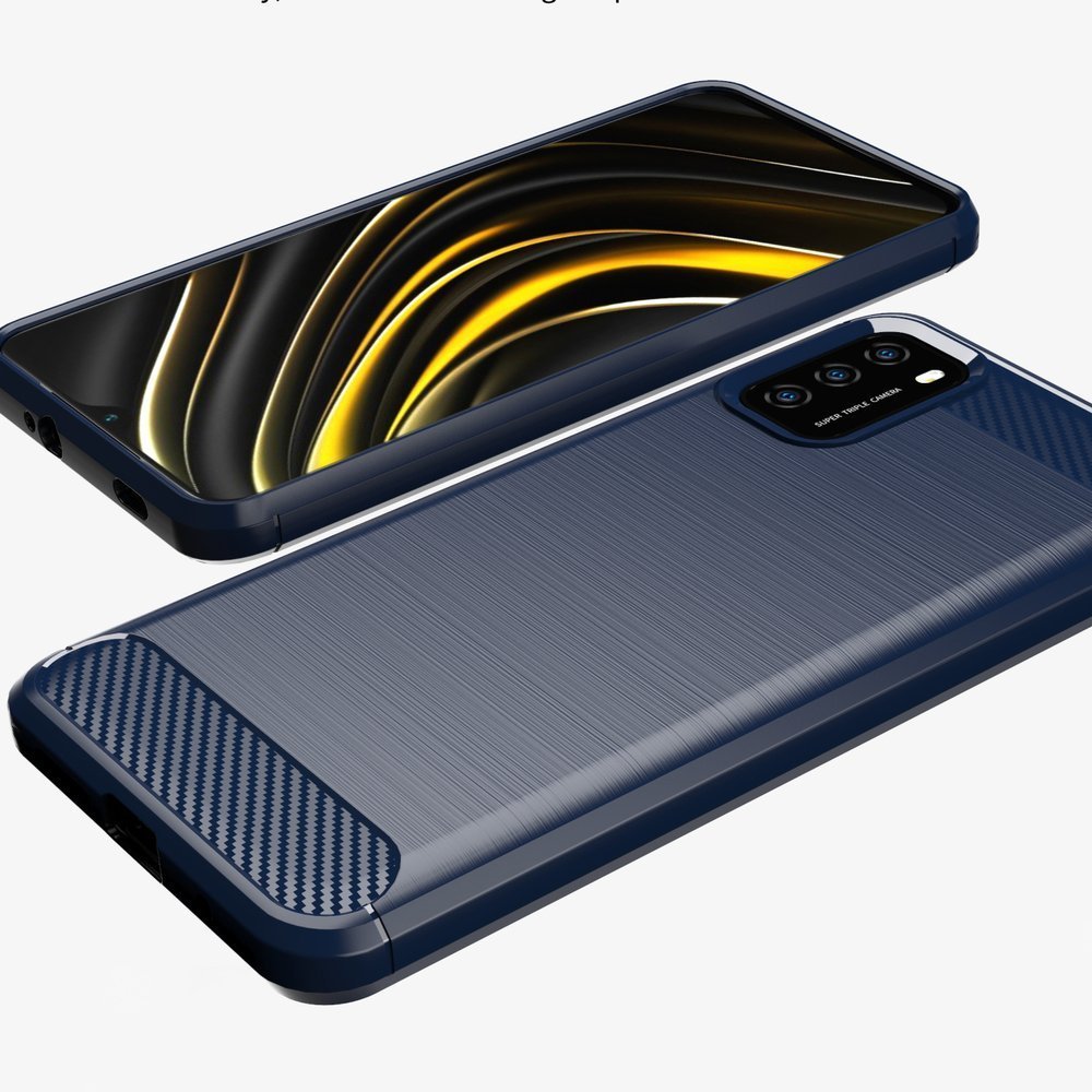 Pokrowiec Carbon Case niebieski Xiaomi POCO M3 / 4