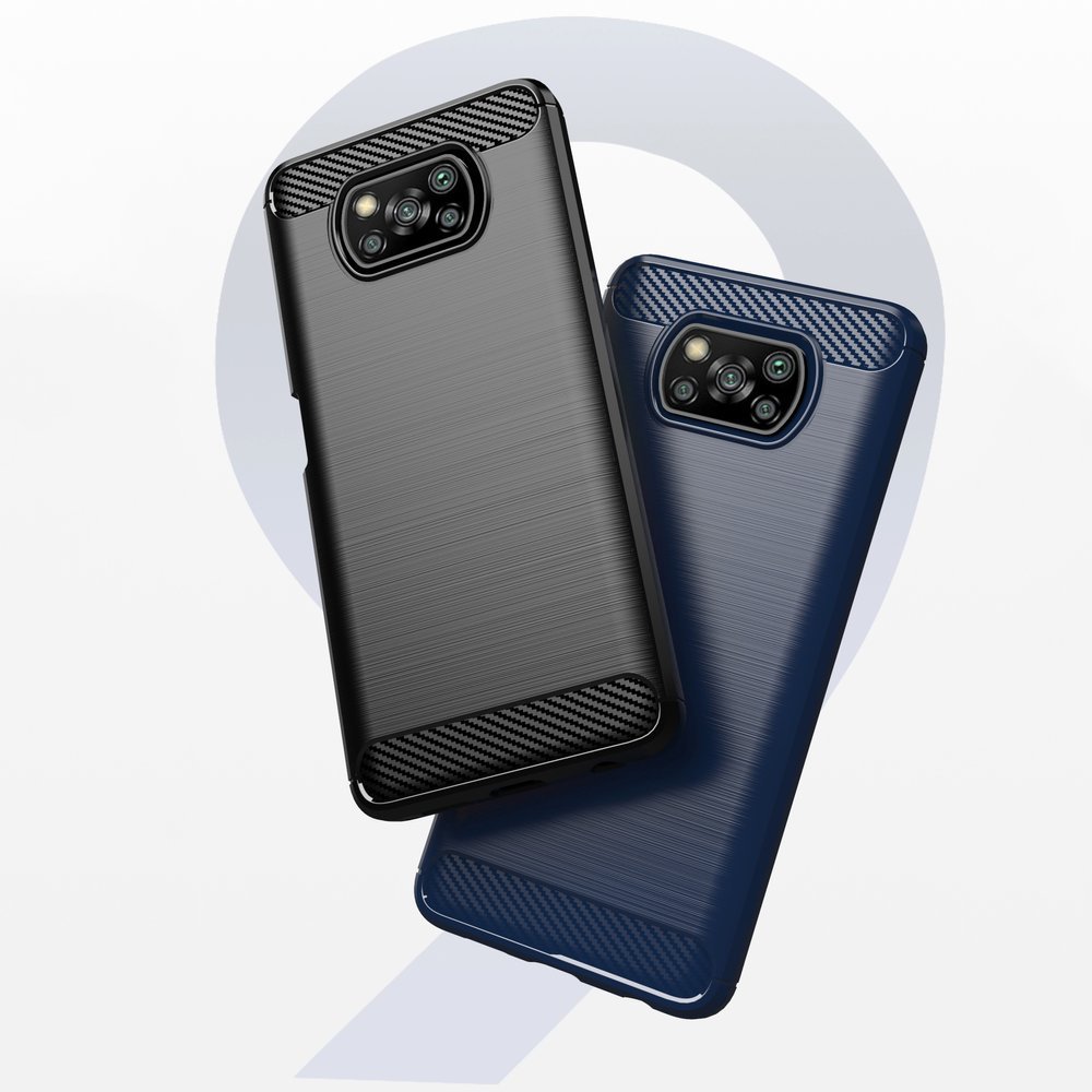 Pokrowiec Carbon Case niebieski Xiaomi POCO X3 NFC / 2