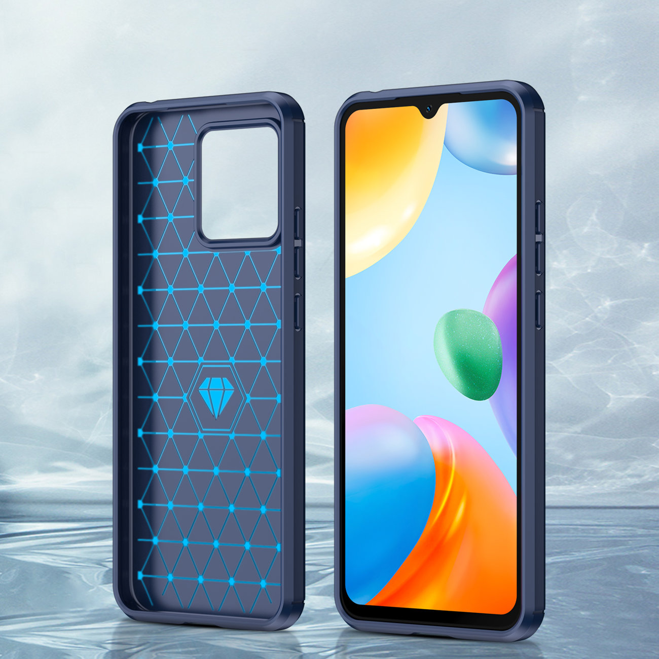 Pokrowiec Carbon Case niebieski Xiaomi Redmi 10C / 6