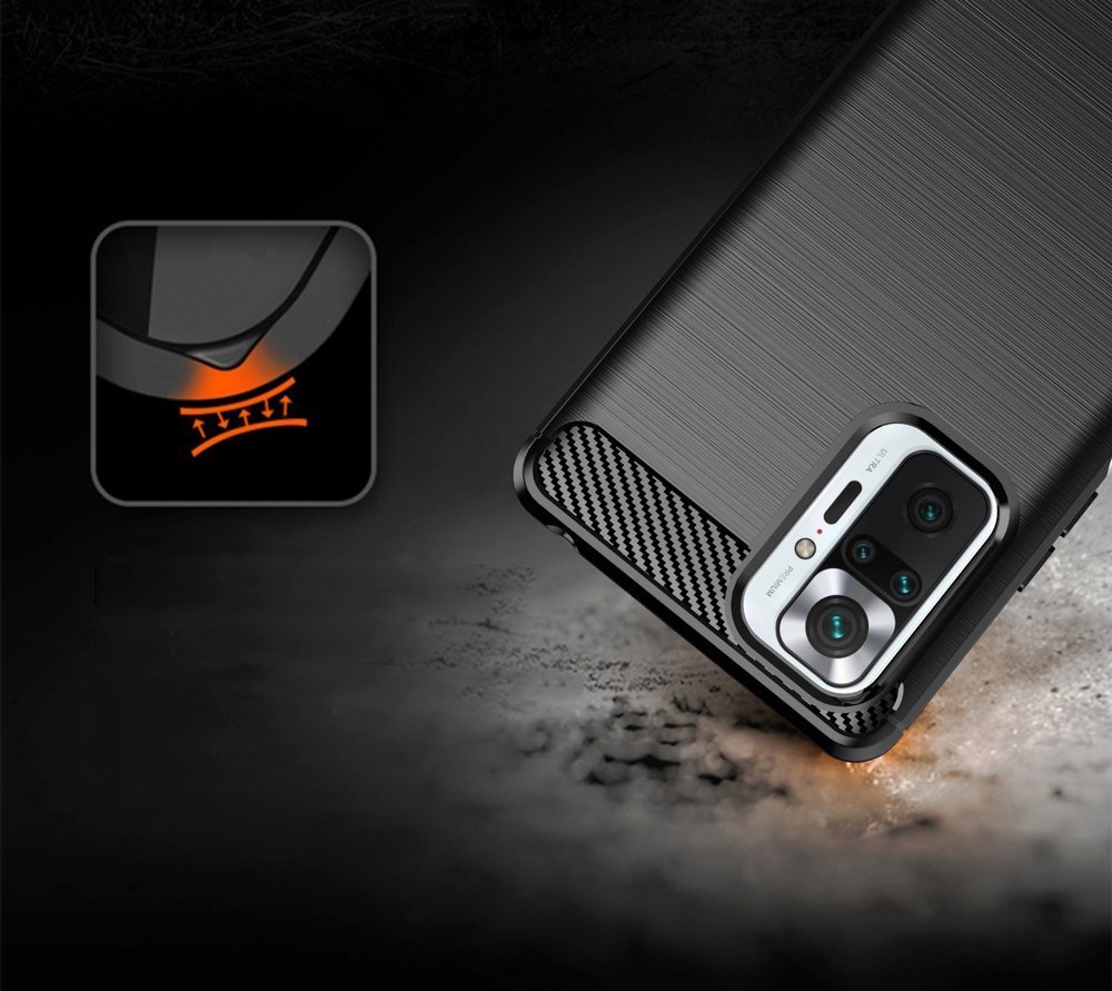 Pokrowiec Carbon Case niebieski Xiaomi Redmi Note 10 Pro / 7