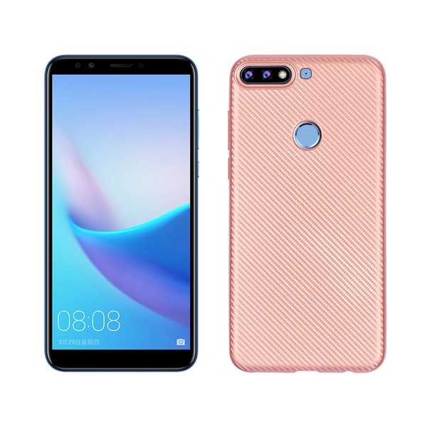 Pokrowiec Carbon Fiber różowy Huawei Y7 (2018) Pokrowiec Carbon Fiber różowy Huawei Y7 (2018)