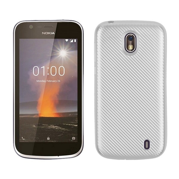 Pokrowiec Carbon Fiber srebrny Nokia 1 Pokrowiec Carbon Fiber srebrny Nokia 1