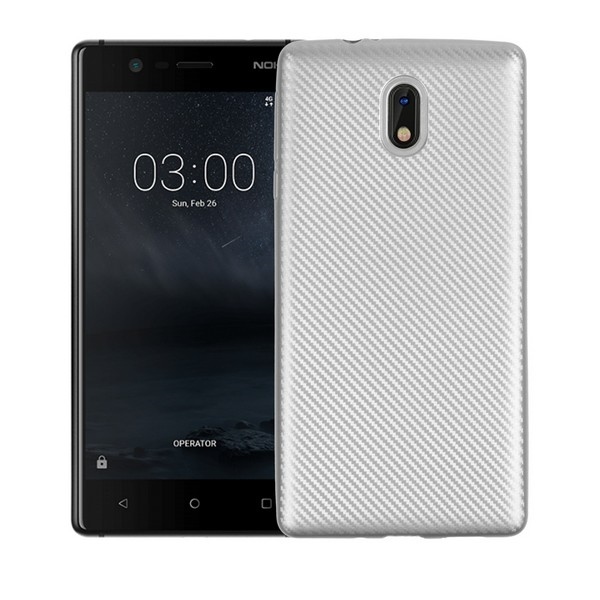 Pokrowiec Carbon Fiber srebrny Nokia 3 Pokrowiec Carbon Fiber srebrny Nokia 3