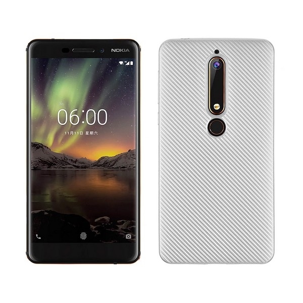 Pokrowiec Carbon Fiber srebrny Nokia 6 (2018) Pokrowiec Carbon Fiber srebrny Nokia 6 (2018)
