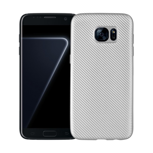 Pokrowiec Carbon Fiber srebrny Samsung Galaxy S7 Edge