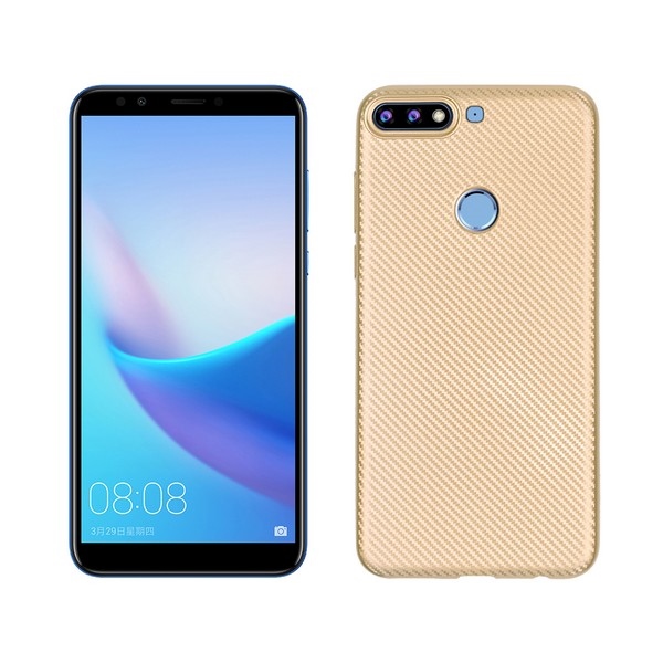 Pokrowiec Carbon Fiber złoty Huawei Y7 (2018) Pokrowiec Carbon Fiber złoty Huawei Y7 (2018)