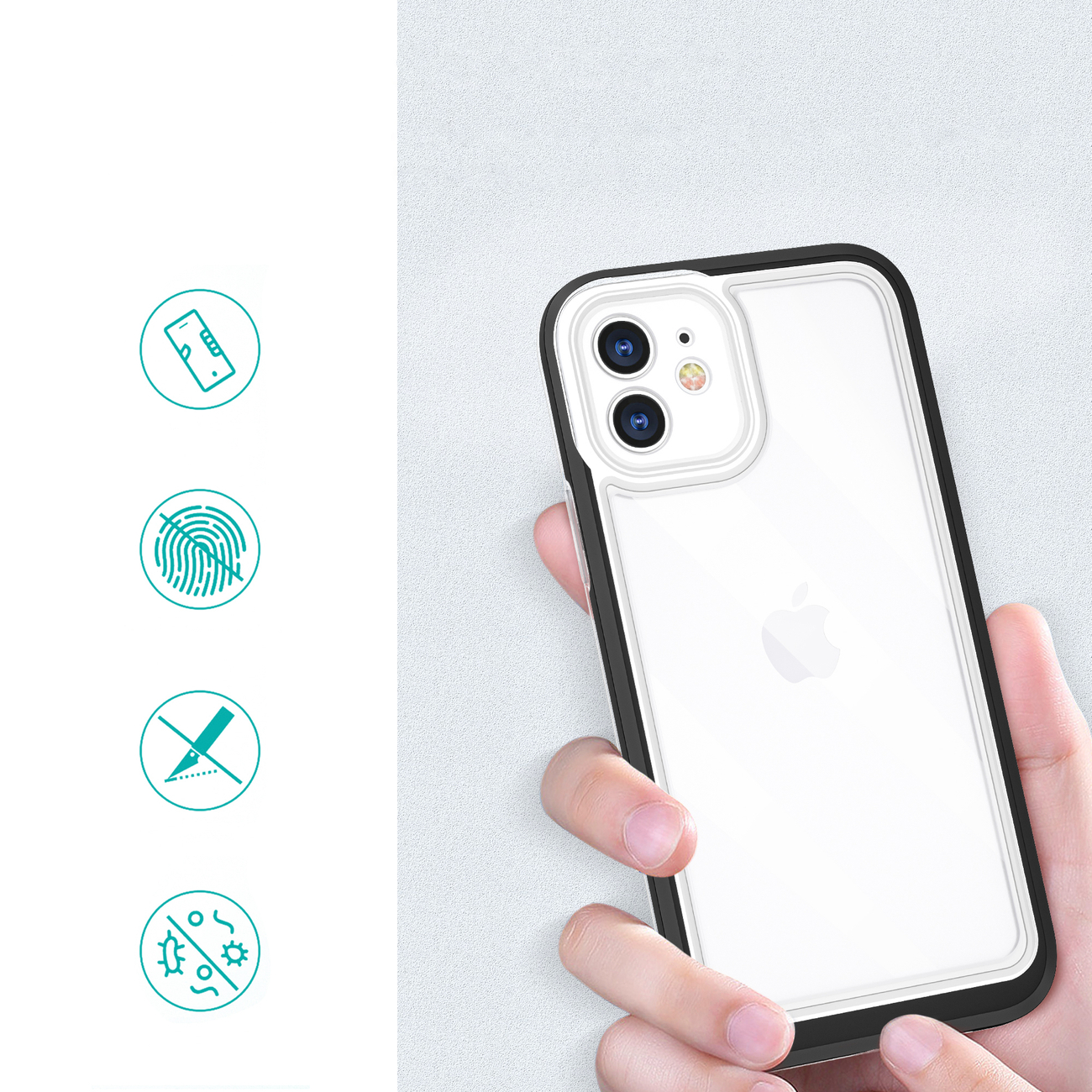 Pokrowiec Clear 3w1 czarny Apple iPhone 12 / 2 Pokrowiec Clear 3w1 czarny Apple iPhone 12 / 2