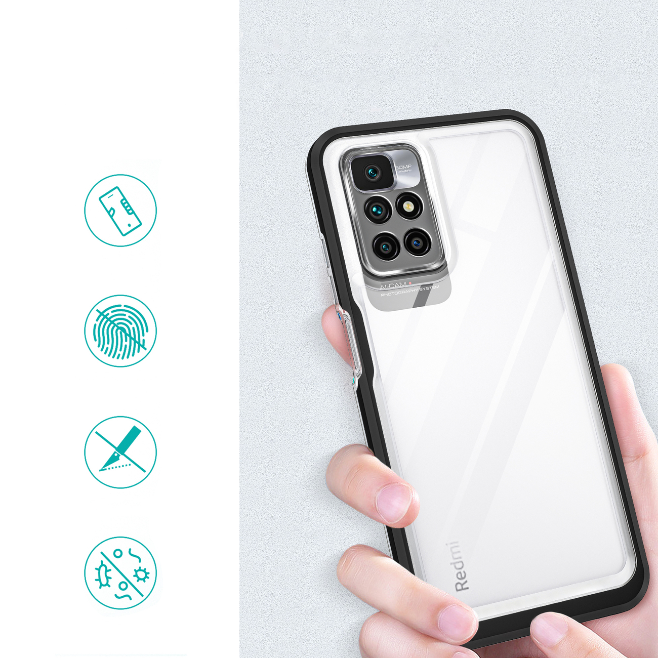 Pokrowiec Clear 3w1 czarny Xiaomi Redmi 10 / 2