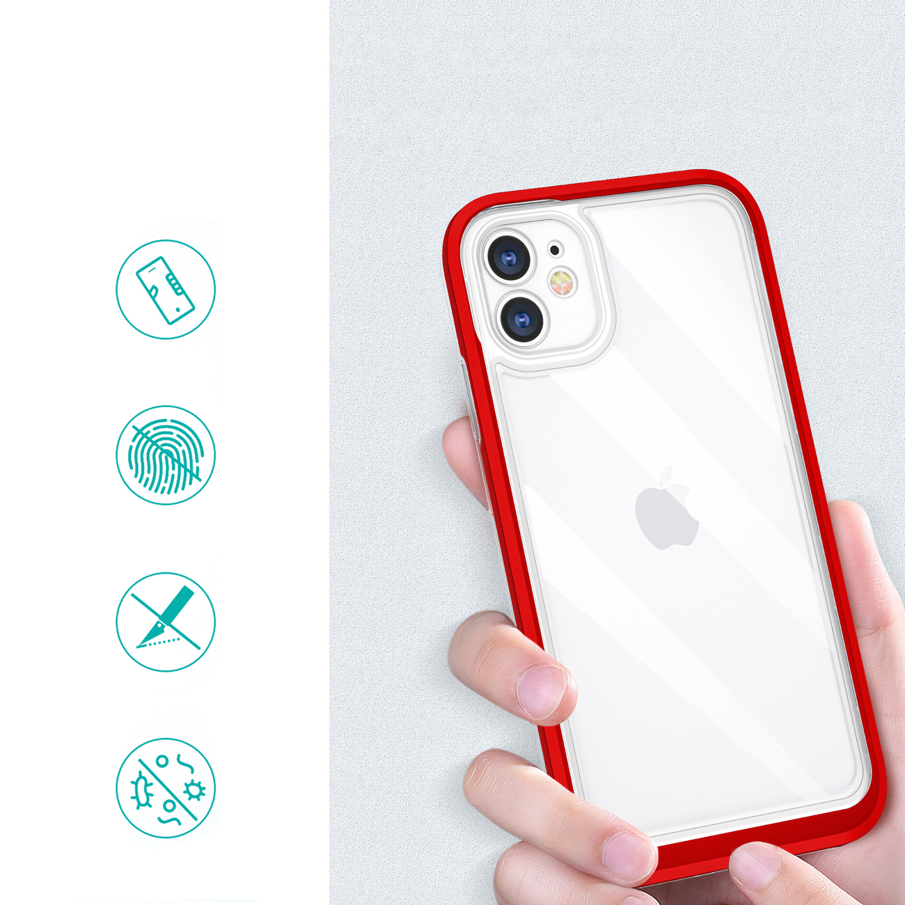 Pokrowiec Clear 3w1 czerwony Apple iPhone 11 / 2