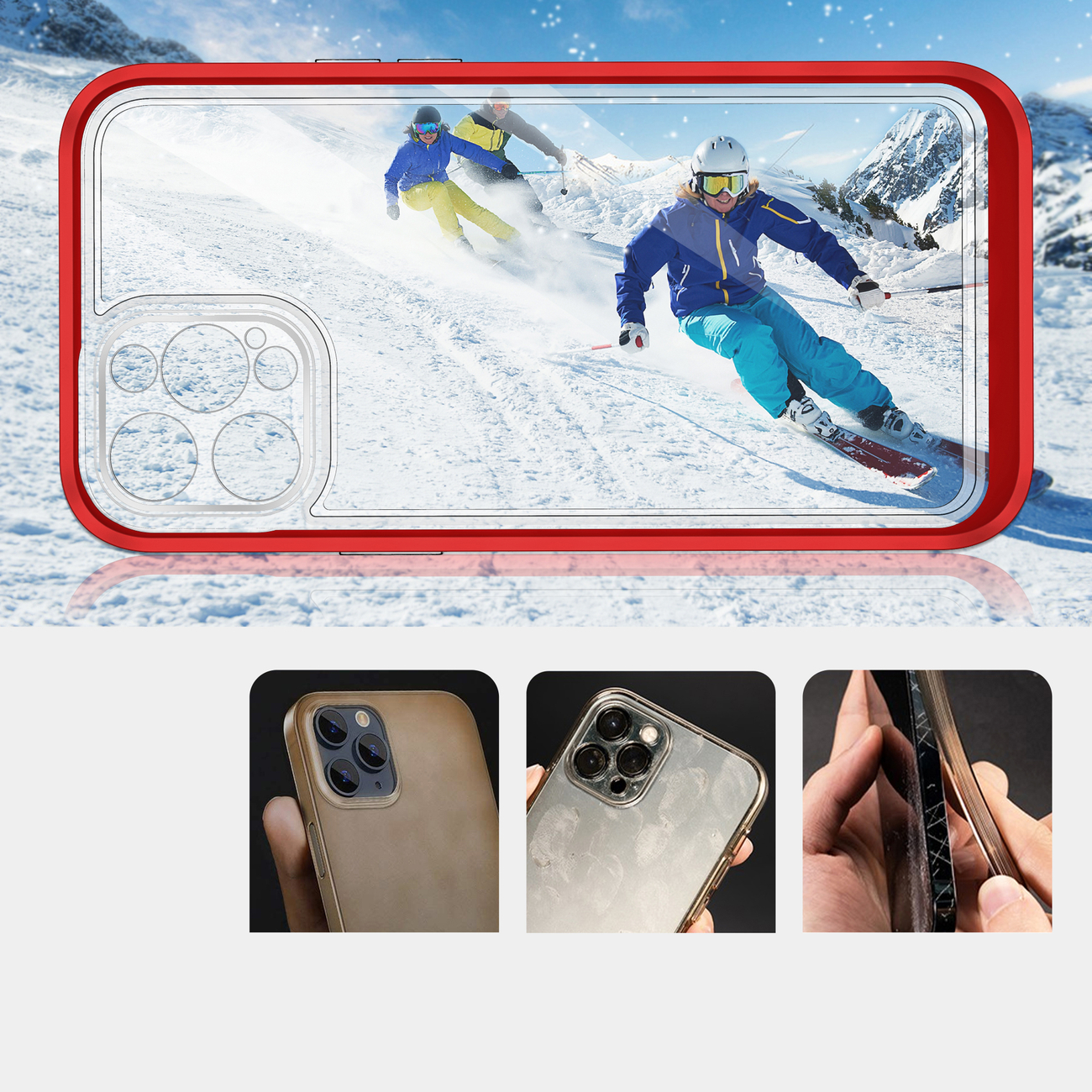 Pokrowiec Clear 3w1 czerwony Apple iPhone 12 Pro Max / 3