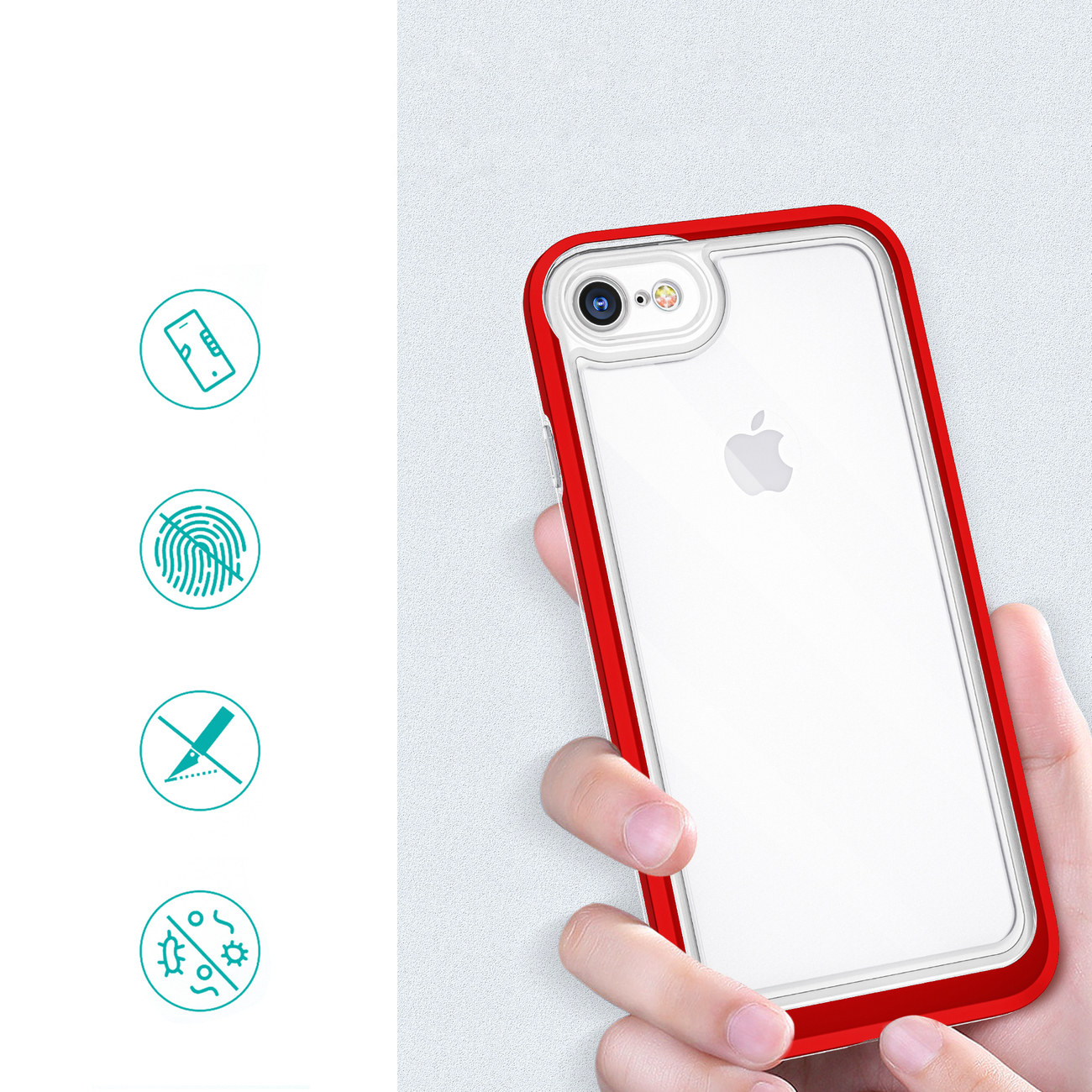 Pokrowiec Clear 3w1 czerwony Apple iPhone SE 2022 / 2