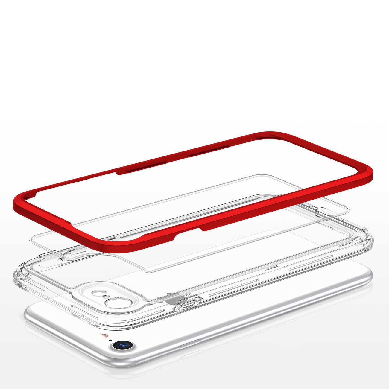 Pokrowiec Clear 3w1 czerwony Apple iPhone SE 2022 / 5