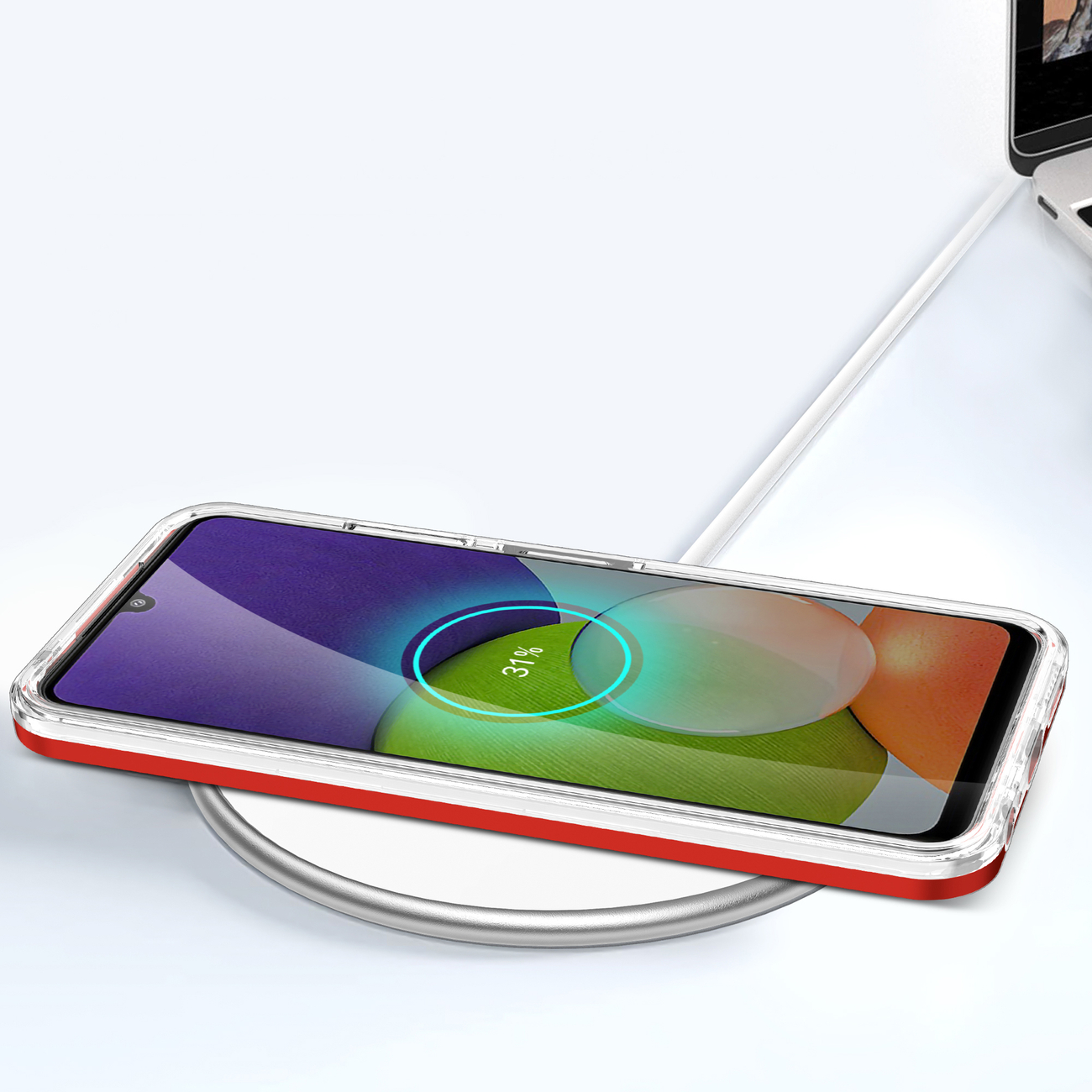 Pokrowiec Clear 3w1 czerwony Samsung Galaxy A22 5G / 7