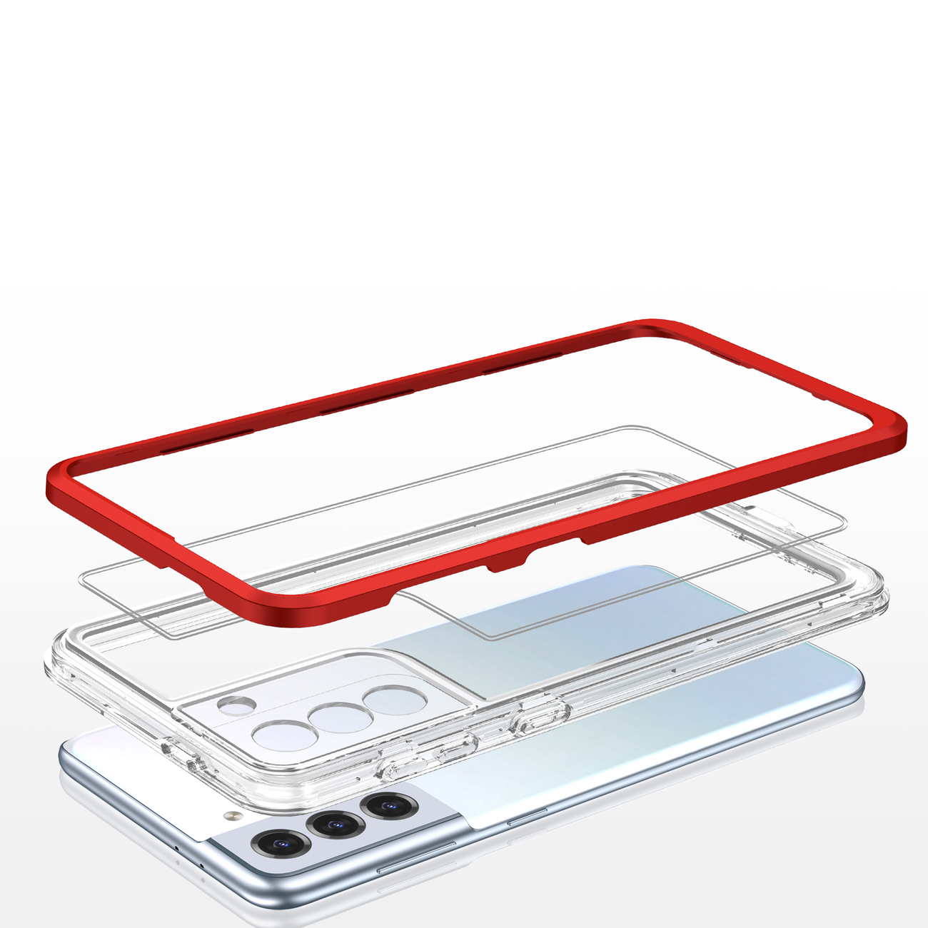 Pokrowiec Clear 3w1 czerwony Samsung Galaxy S21 5G / 5