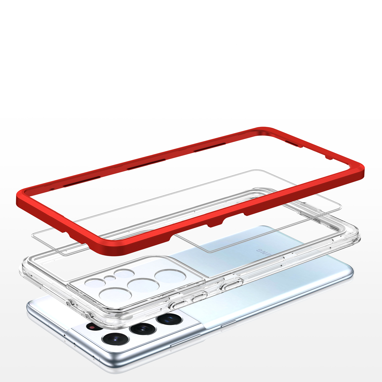Pokrowiec Clear 3w1 czerwony Samsung Galaxy S21 Ultra 5G / 5