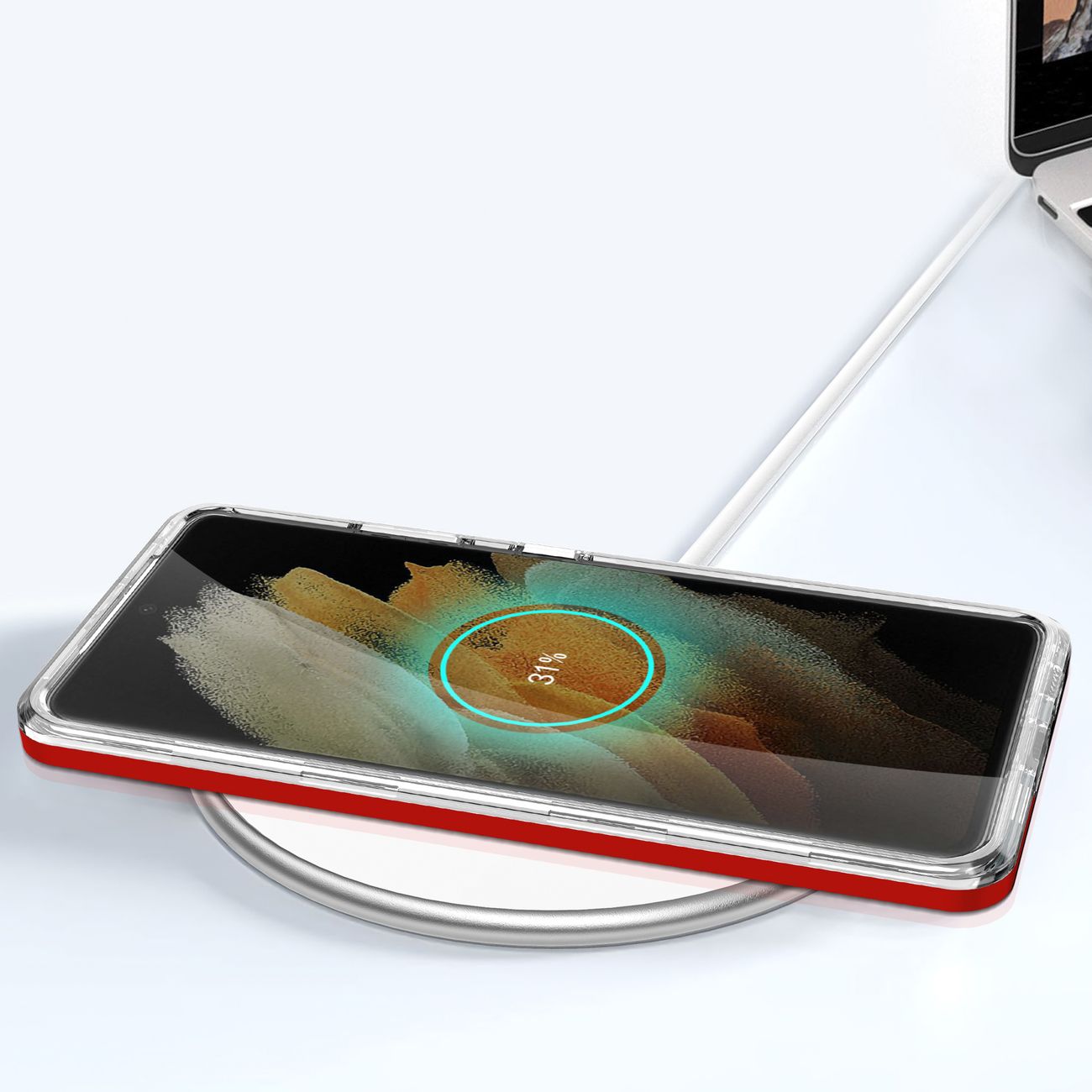 Pokrowiec Clear 3w1 czerwony Samsung Galaxy S21 Ultra 5G / 7