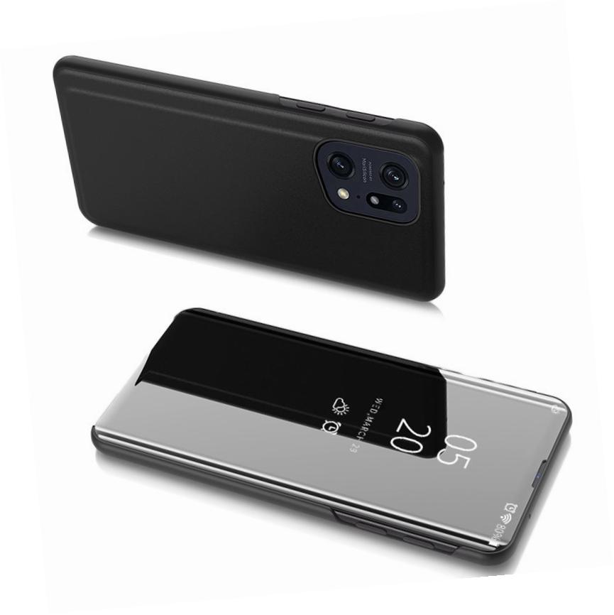 Etui zamykane z klapk� Clear View Cover czarny Oppo Find X5 Pro