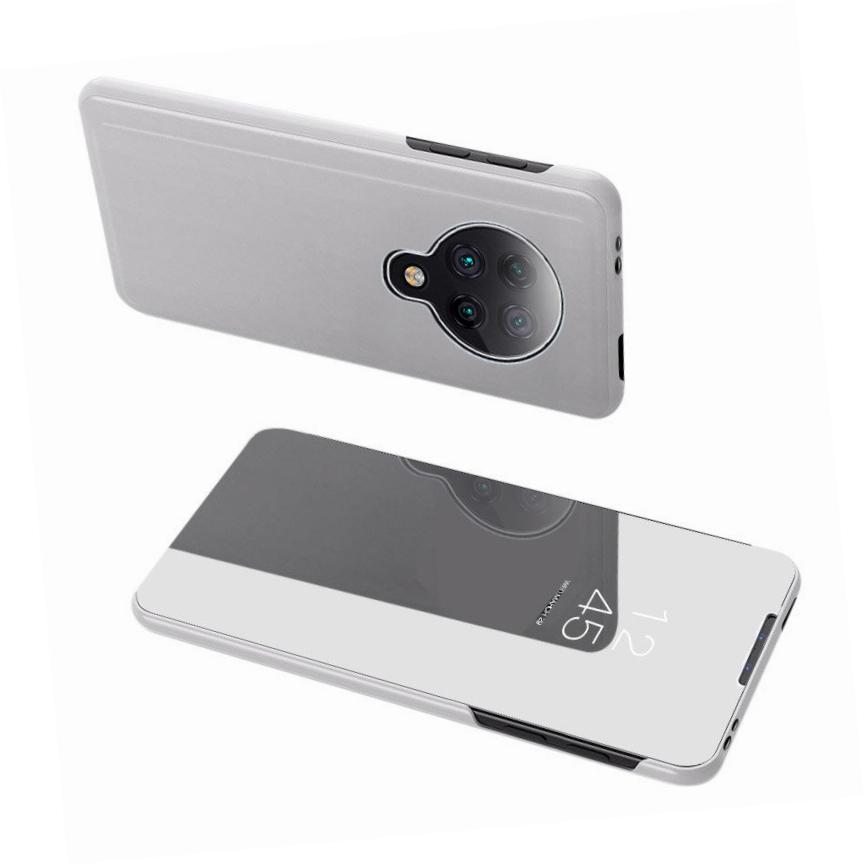 Etui zamykane z klapk� Clear View Cover srebrny Poco F2 Pro